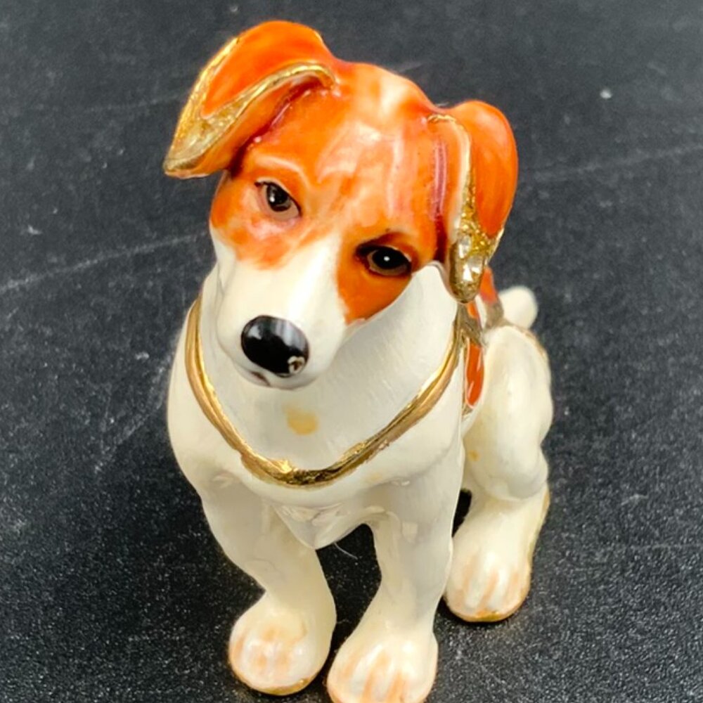 Jack Russell Dog Trinket Box Swarovski Crystals and Enameled Kingspoint - Picture 4 of 8